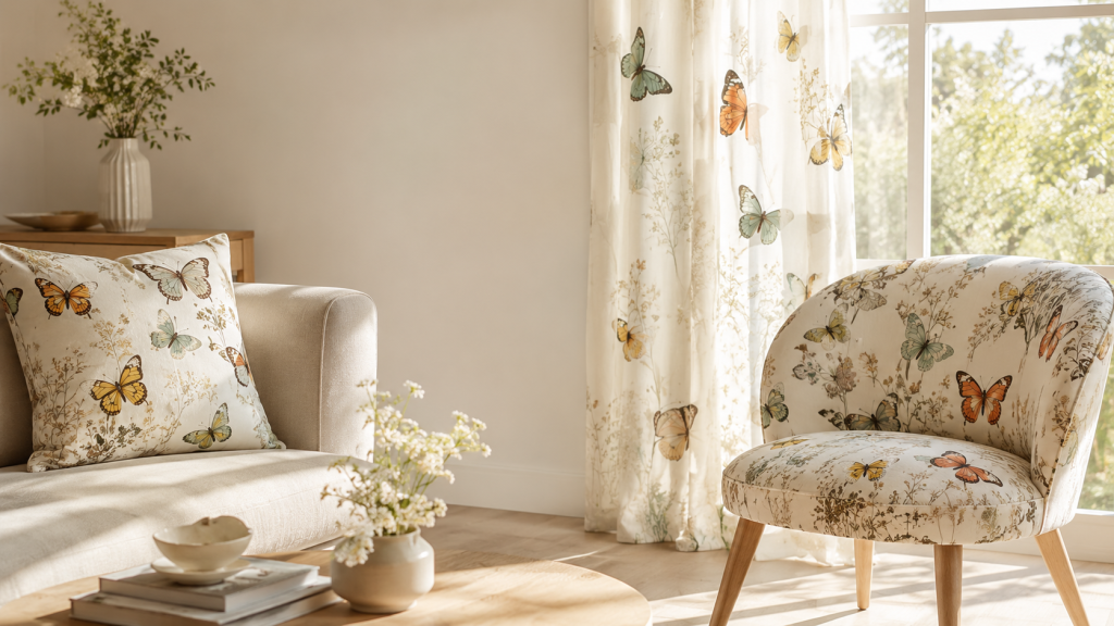 Tissu avec des motifs de papillon : 7 idées déco qui changent tout sans transformer votre salon en volière
